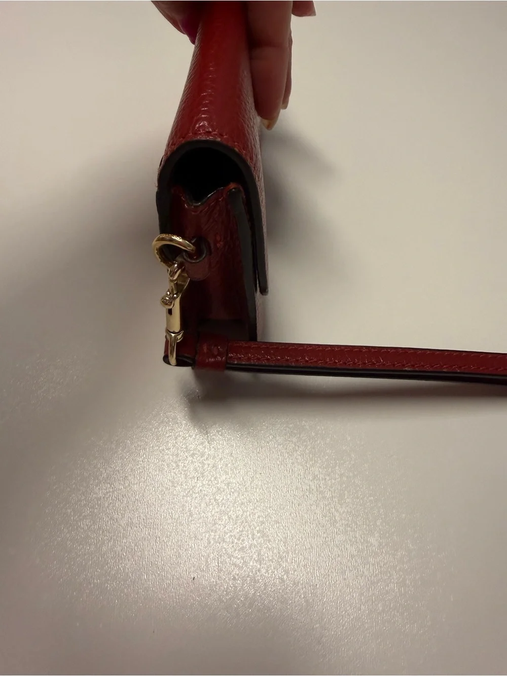 Coach Red Pebbled Leather Turnlock Wristlet Clutch